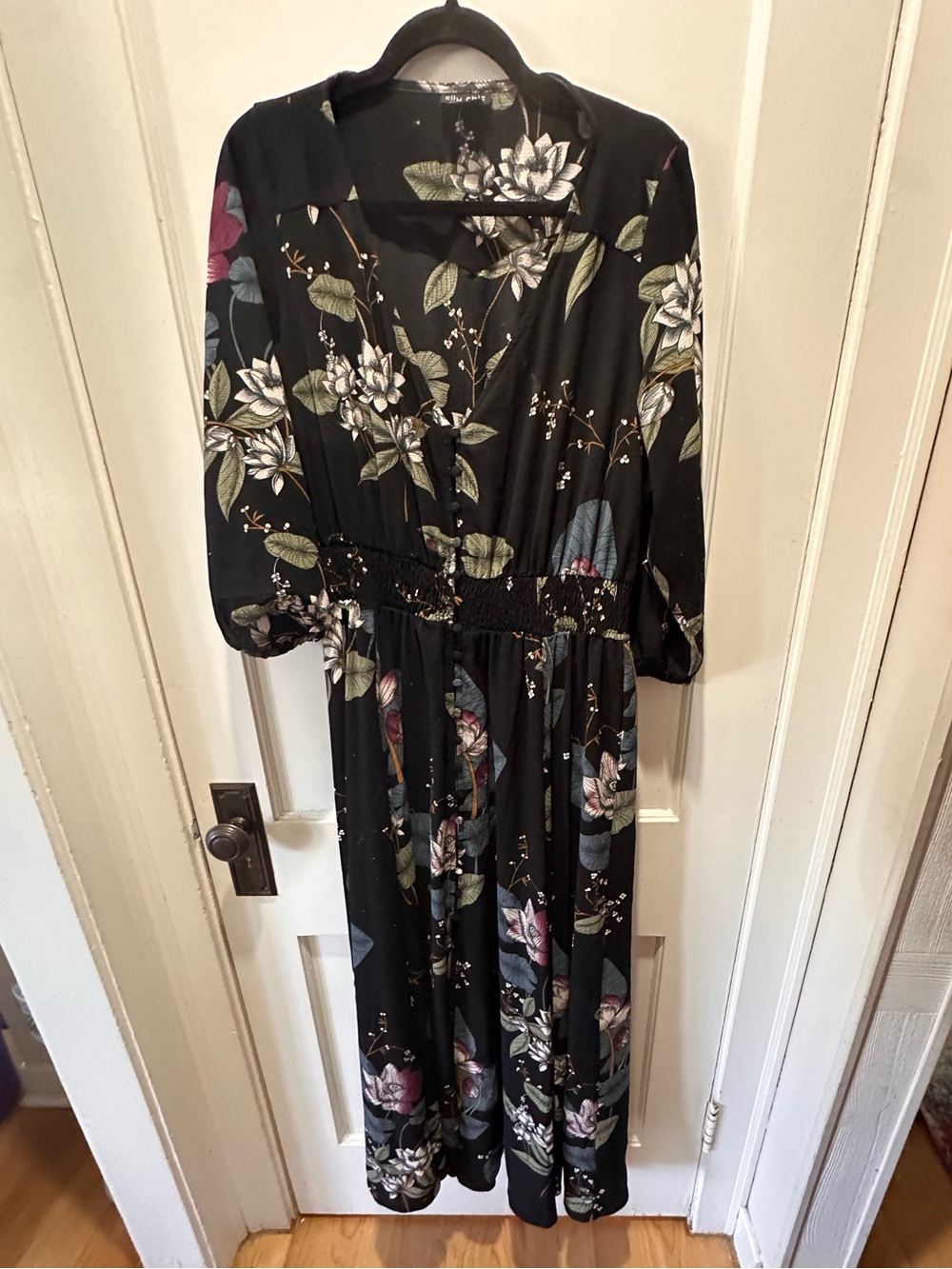 City Chic Black Floral Wrap Maxi Dress
